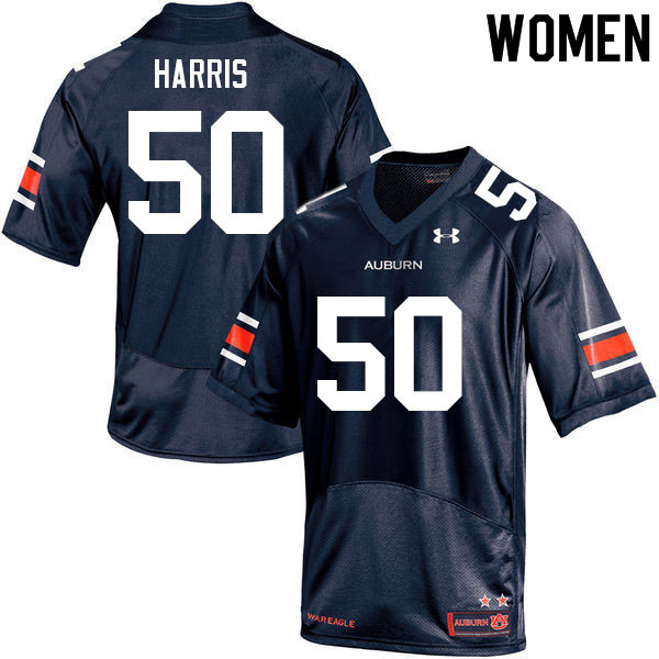 Women #50 Marcus Harris Auburn Tigers College Football Jerseys Sale-Navy